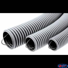 Гофротруба ПВХ з зондом d 32 мм, негорюча,  сіра, (1м).