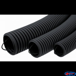 Гофротруба ПВХ з зондом d 25 мм, 750Н, негорюча,  чорна, (1м)