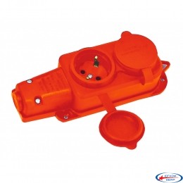 Колодка 2 гнізда з/з, 16А, каучук, (IP44), помаранчева, Mutlusan (010 083 530292)