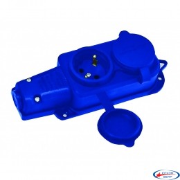 Колодка 2 гнізда з/з, 16А, каучук, (IP44), синя, Mutlusan (010 083 510292)