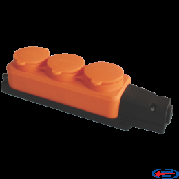 Колодка 3 гнізда з/з, 16А, каучук, (IP44), помаранчева, Mutlusan (010 083 530293)